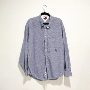 Tommy Hilfiger Blue & White Button Down Cotton Long Sleeve Shirt